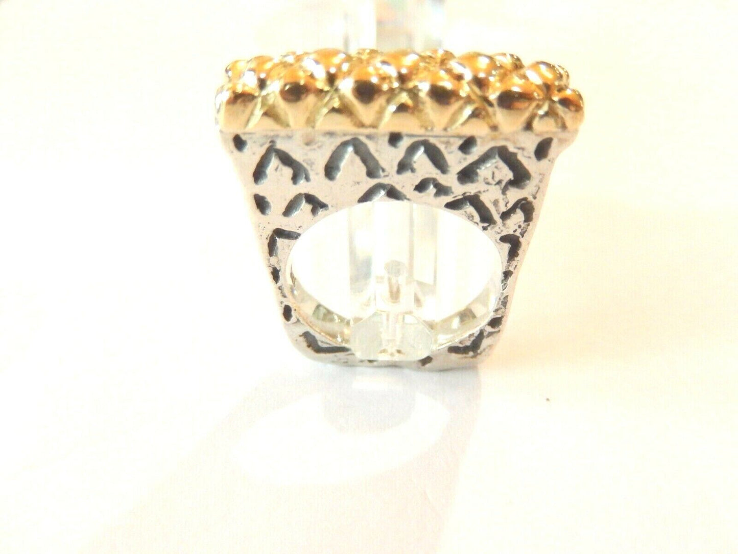 *VINTAGE* Heavy Sterling Silver 925 & 18K Yellow Gold Designer Inspired Ring 7.5