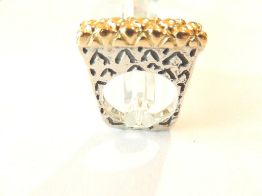 *VINTAGE* Heavy Sterling Silver 925 & 18K Yellow Gold Designer Inspired Ring 7.5