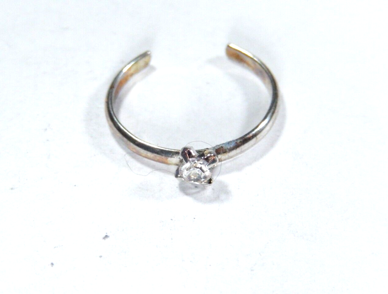 2.0mm Smooth Design Sterling Silver CZ Toe Ring  Adjustable