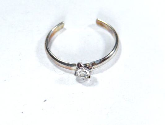 2.0mm Smooth Design Sterling Silver CZ Toe Ring  Adjustable