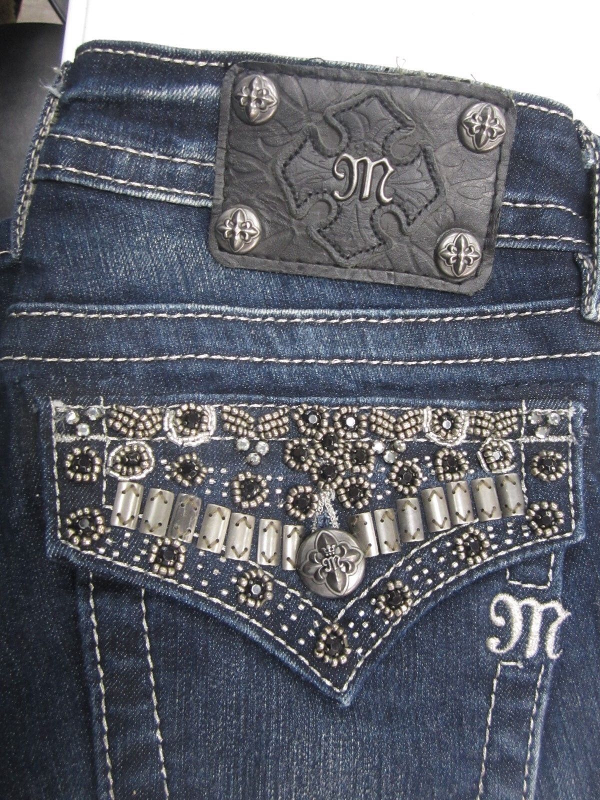 NWT Miss Me womens jeans JP4656B12 "Beaded Beauty" Boot Cut Med Blue Size 26x33