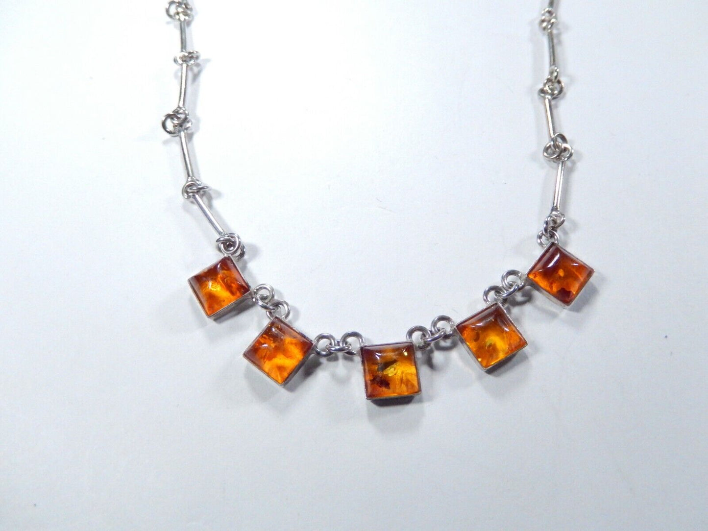 *VINTAGE* -  Baltic Amber Sterling Silver Pendant Necklace 925 Cool Piece! 16"