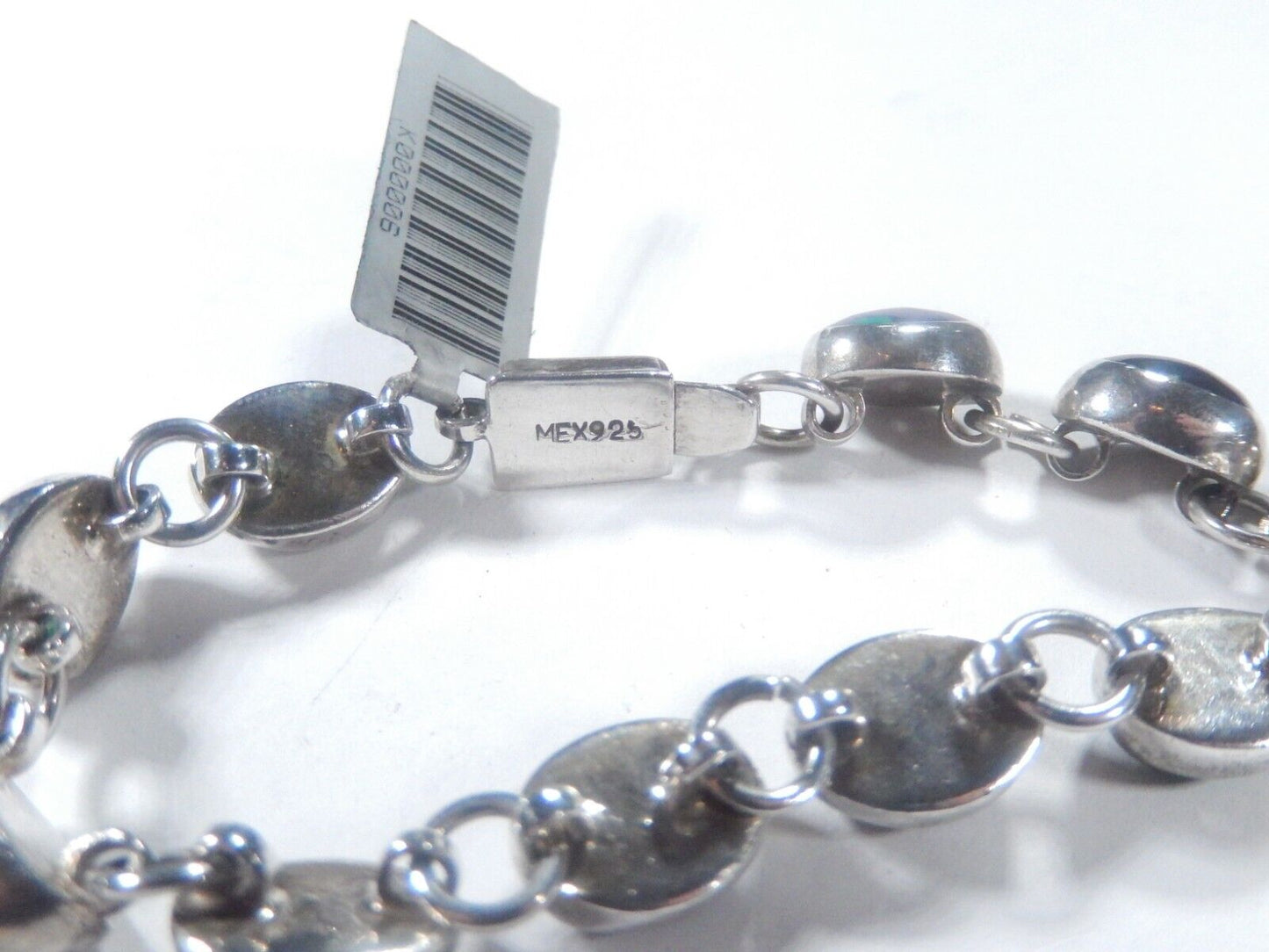 *VINTAGE*   Taxco Mexico Sterling Silver Multi Gemstone Bracelet 7"