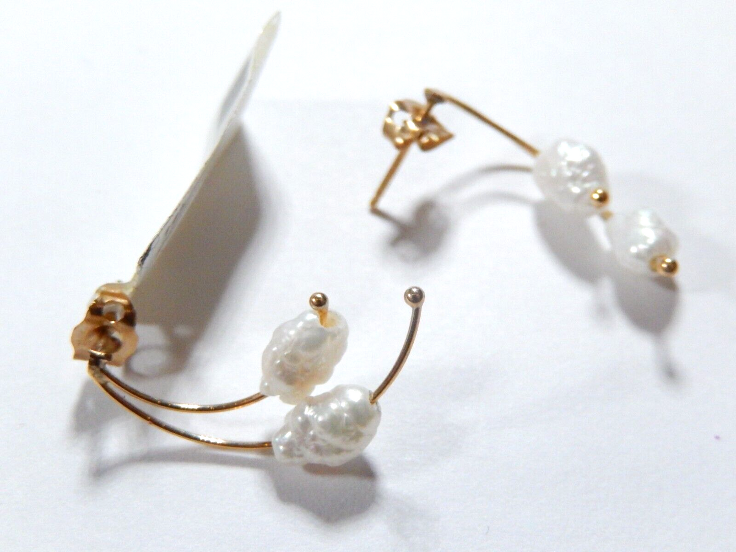 *NEW*   14K Solid Yellow Gold Rice Pearl Earrings