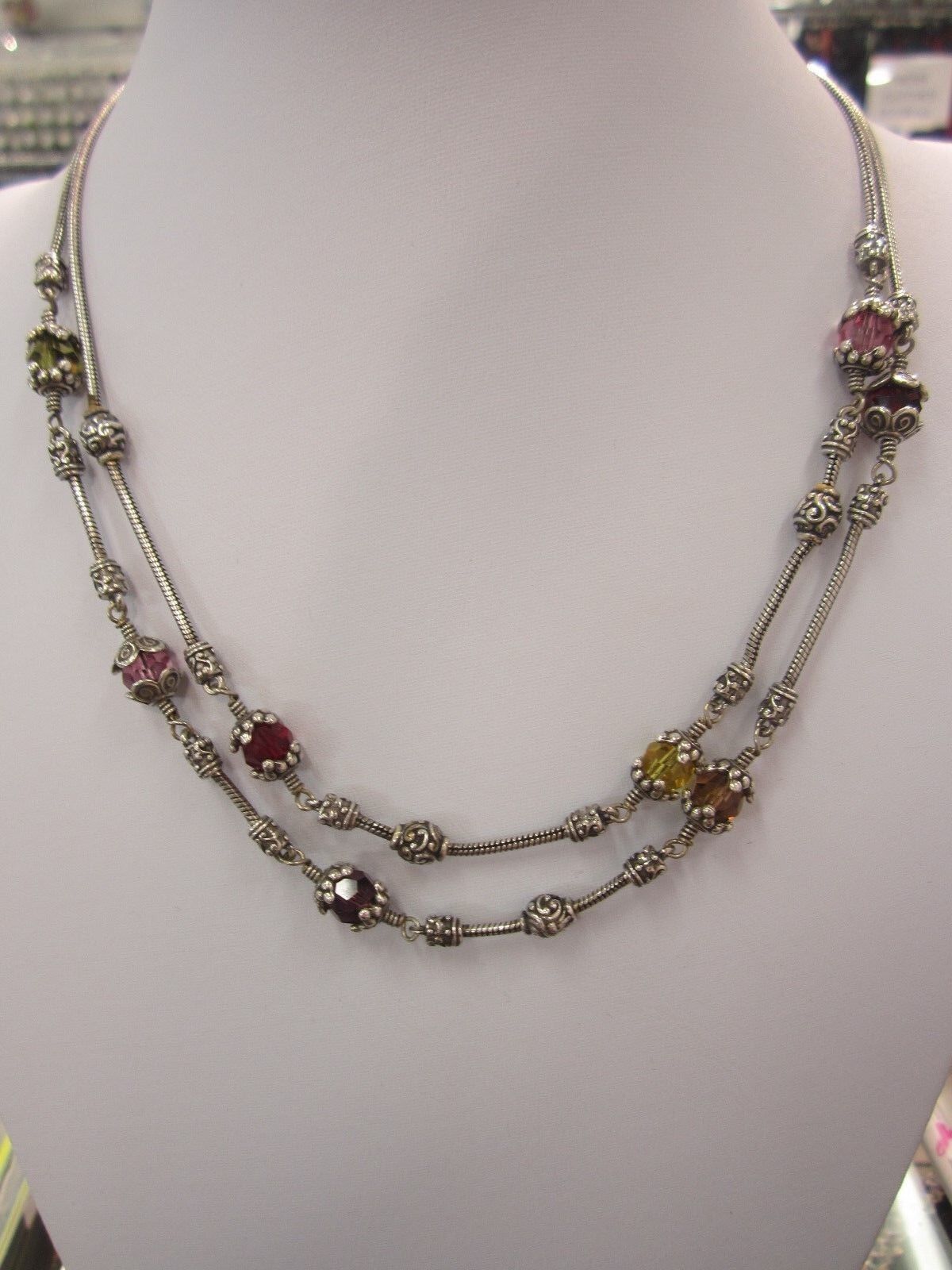 RETIRED Brighton 16"-18" Multi Colored Double Strand Crystal Beaded Necklace