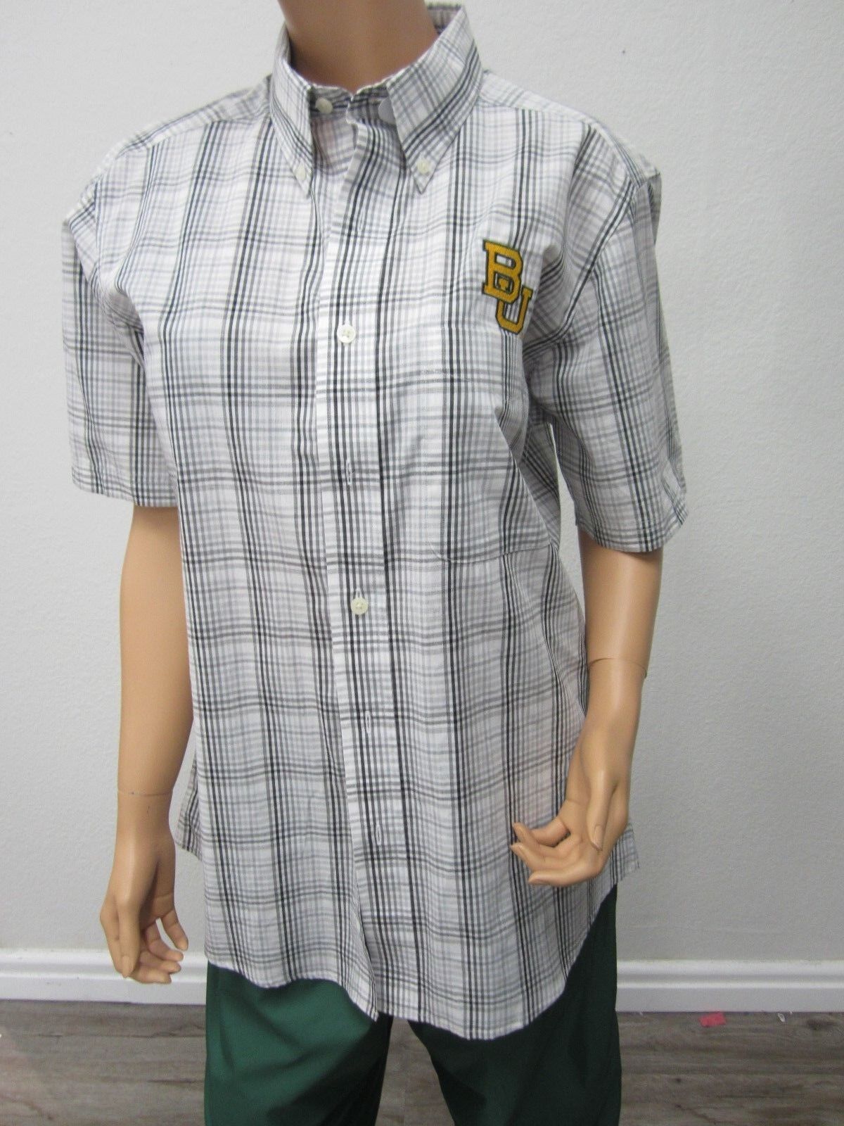 New  Antigua Baylor University Short Sleeve Button Down Collar Shirt Men's M