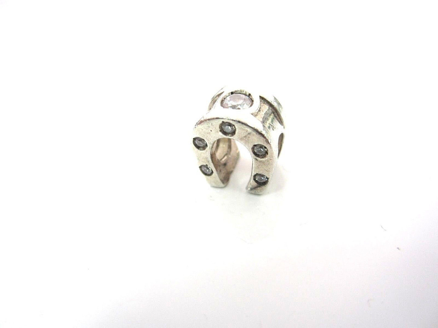 AUTHENTIC CHAMILIA STERLING SILVER JB-30A HORSESHOE CLEAR CZ BEAD CHARM LUCKY !