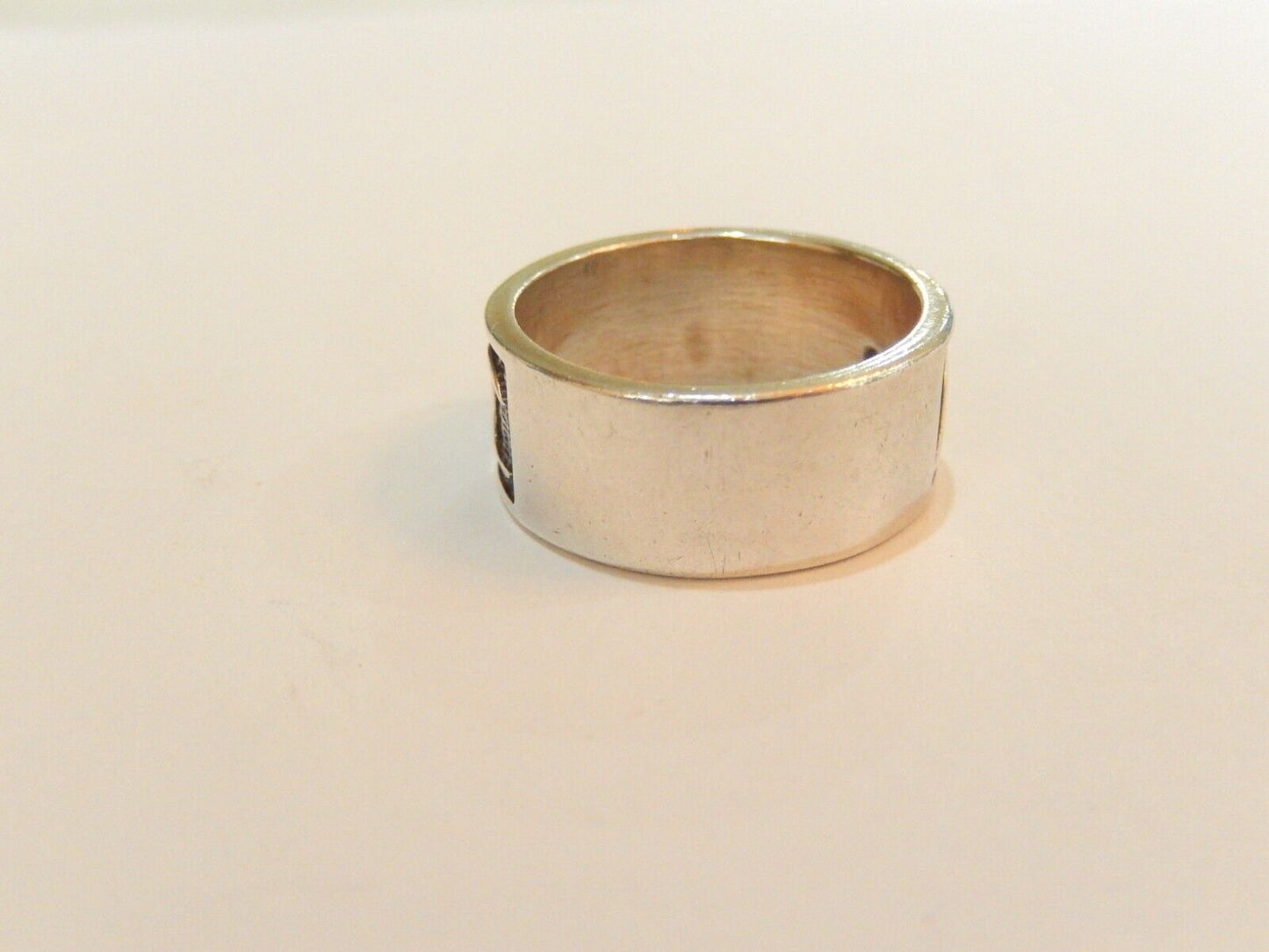 *VINTAGE*  Sterling Silver 9 mm Wide Overlay Ocean Wave Design Ring Size 9
