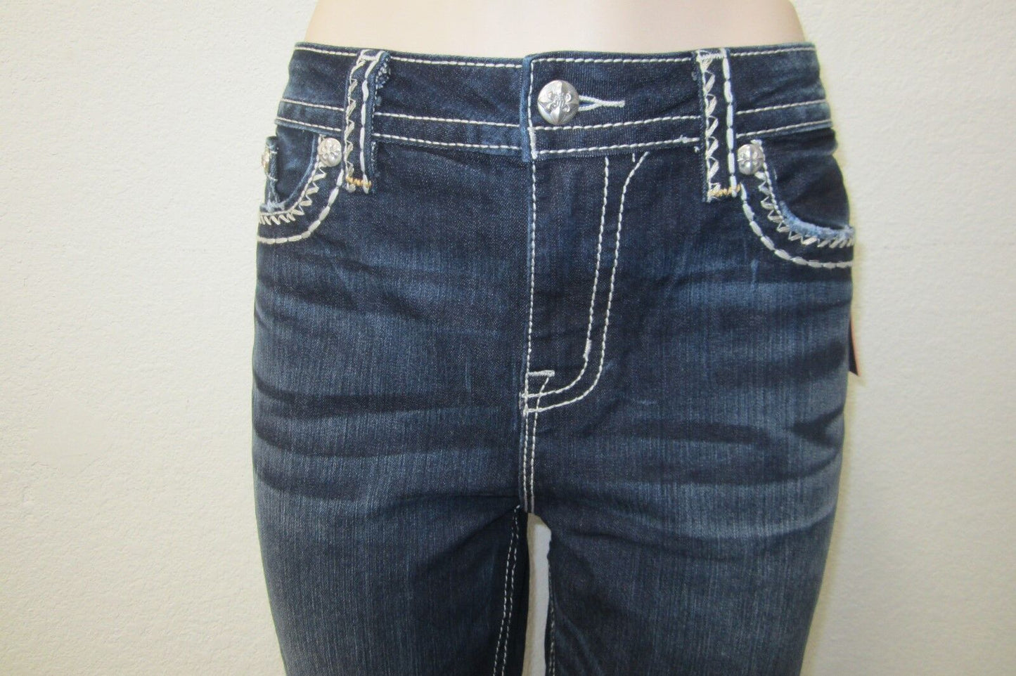NWT Miss Me Thick-Stitch Mid-Rise Curvy Bootcut Jeans D5014VB291 Size W28 X L34