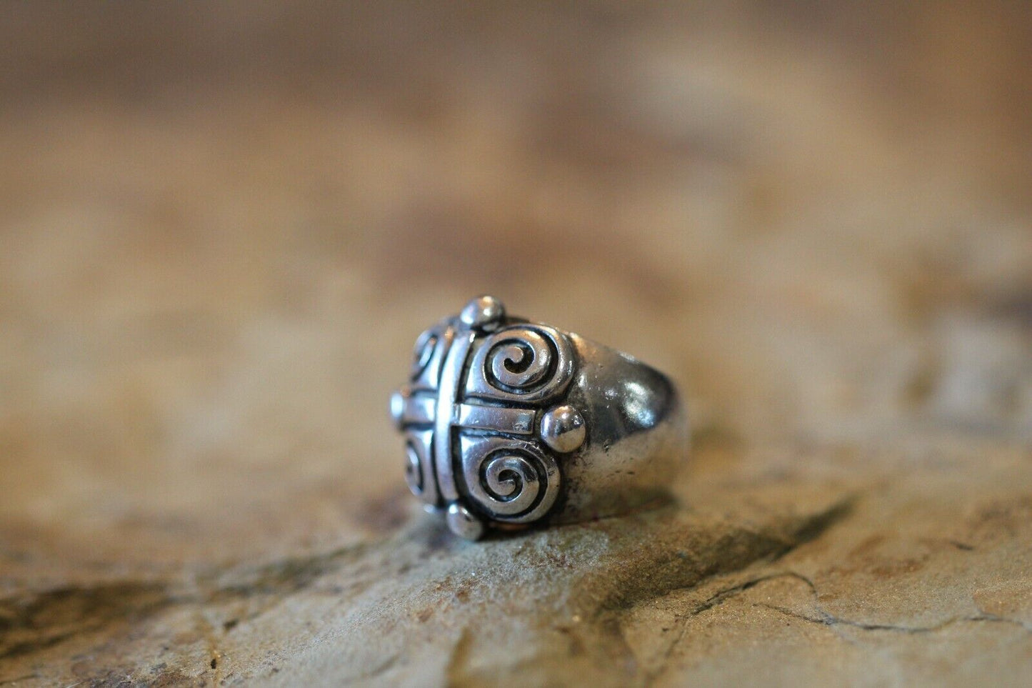 *VINTAGE* Large  925 Sterling Silver Cross Ring Size 5.25