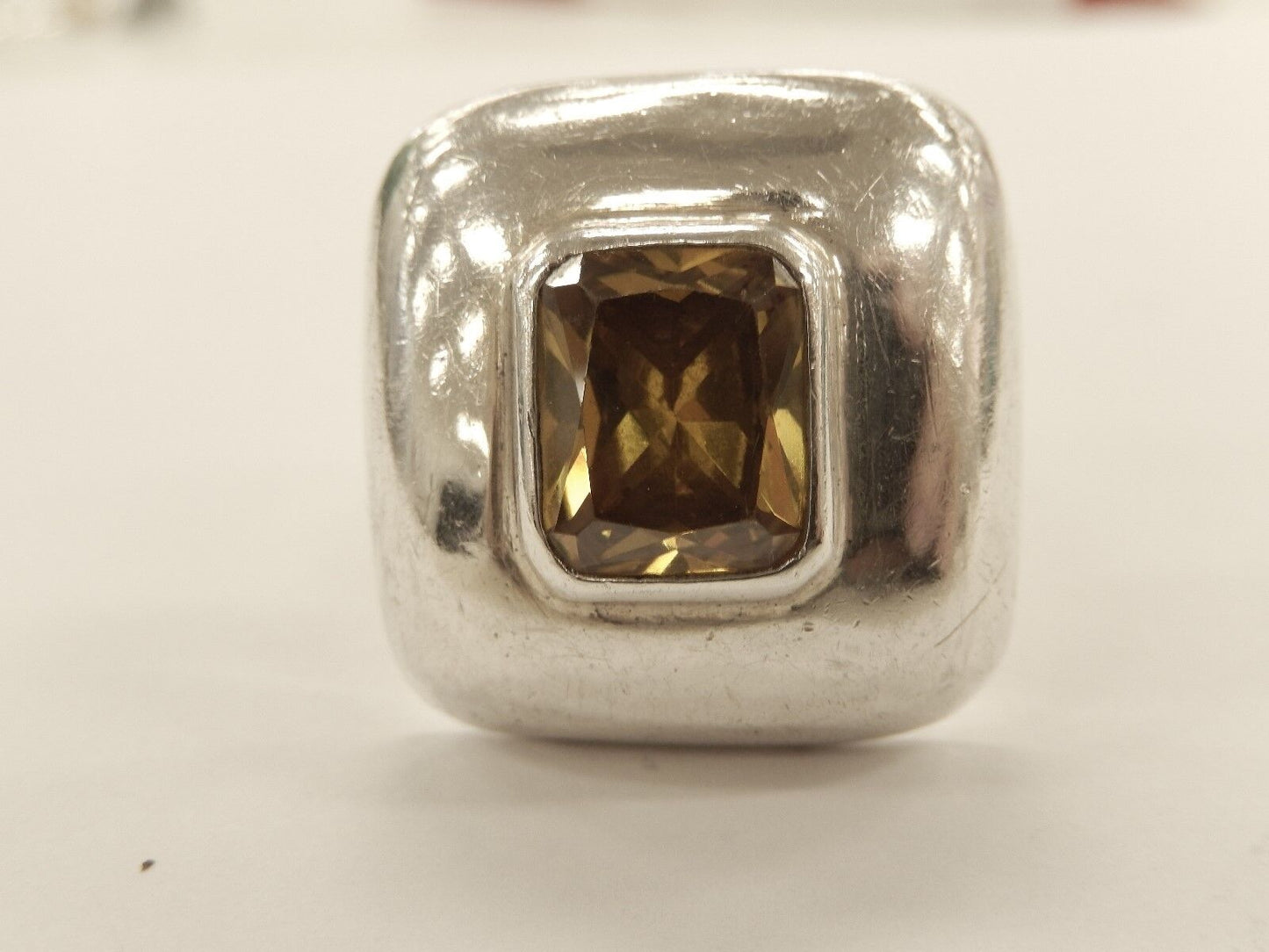 *VINTAGE*  CERRO BLANCO MEXICO  Sterling Silver .925  CITRINE SQUARE DOME Ring