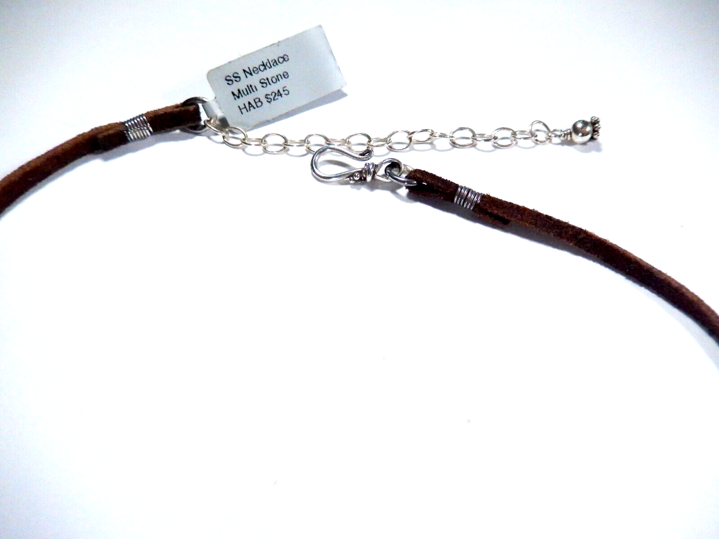 BARSE -  Sterling Silver Turquoise - Lapis - Coral Cross w/Brown Leather 18"cord
