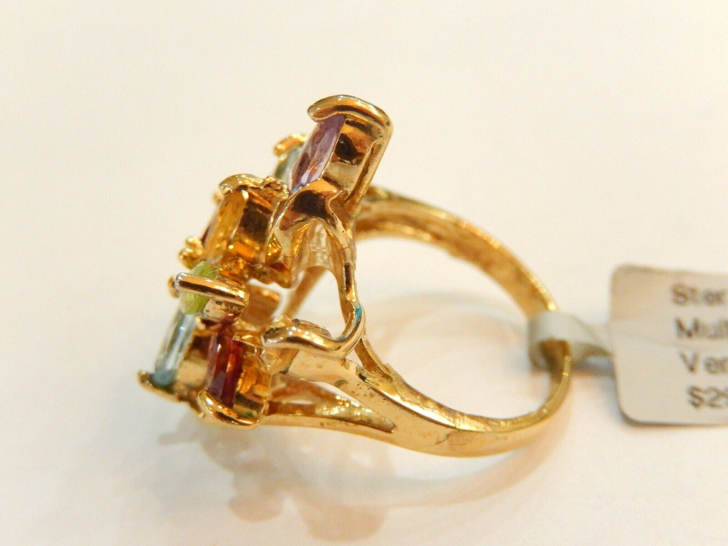 *VINTAGE*  14K Gold Vermeil Sterling Silver Multi Gem Ring - Size 5.25