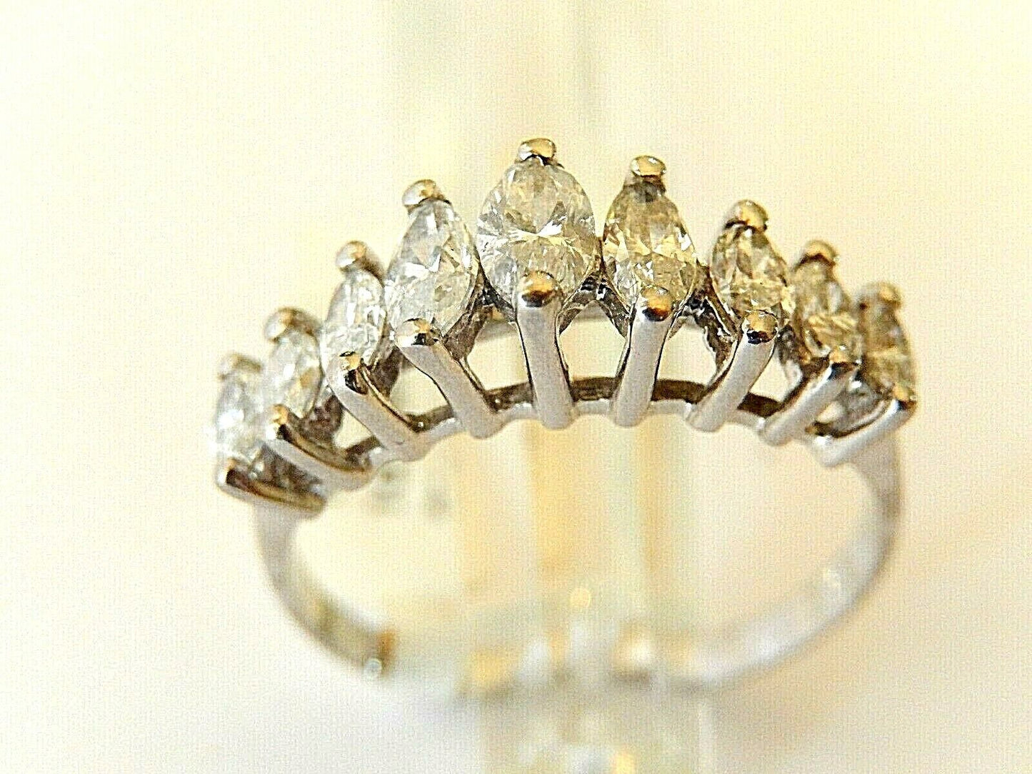 1Ct Marquise Cut Natural Diamond Engagement Wedding Band 14k White Gold Sz 8.75