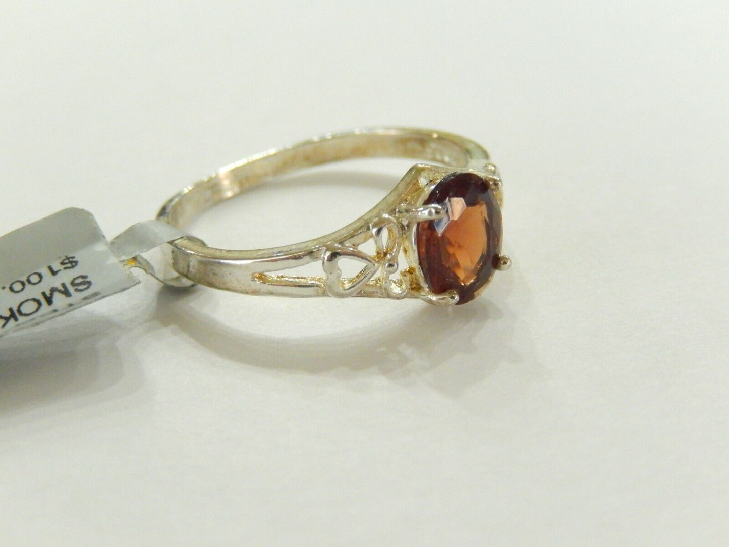Sterling Silver 925 Oval Cut Garnet Filigree Solitaire Ring  Size 9.25