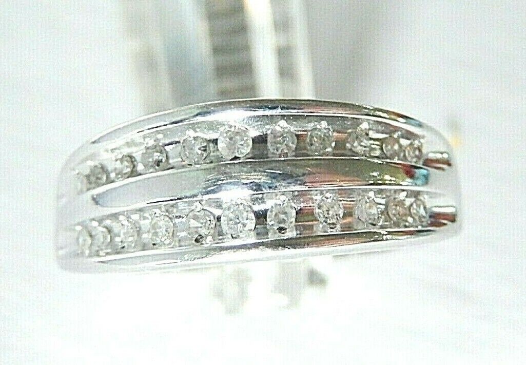 *NWT* Double Row Natural Diamond Anniver/Wedding  Band Ring 0.33 CT 10K Gold 9.5