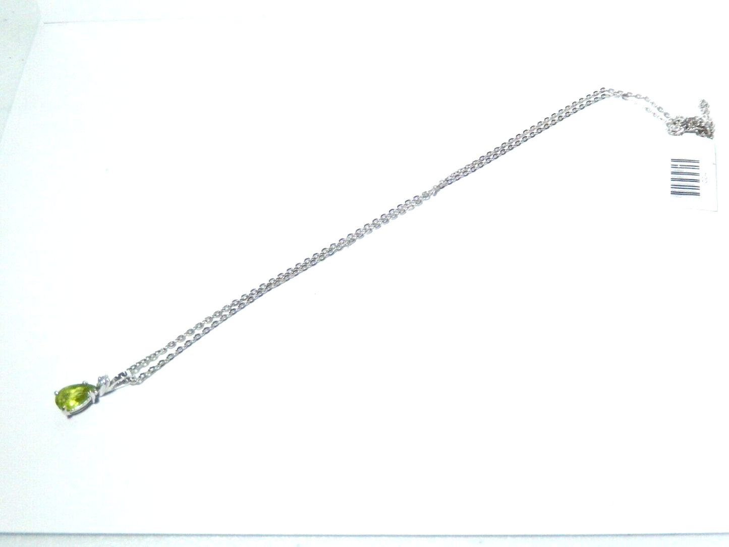10K White Gold Peridot and Diamond Pendant with 18" Chain