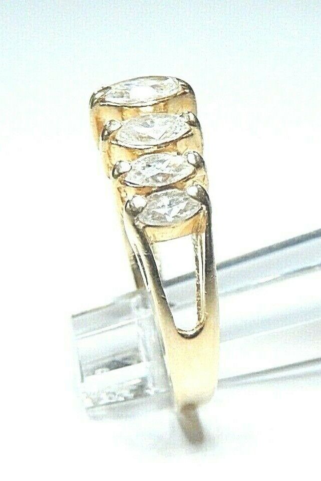 Stamped 14K Seven Marquise Shape Stones Testing as Diamonds Pyramid Ring