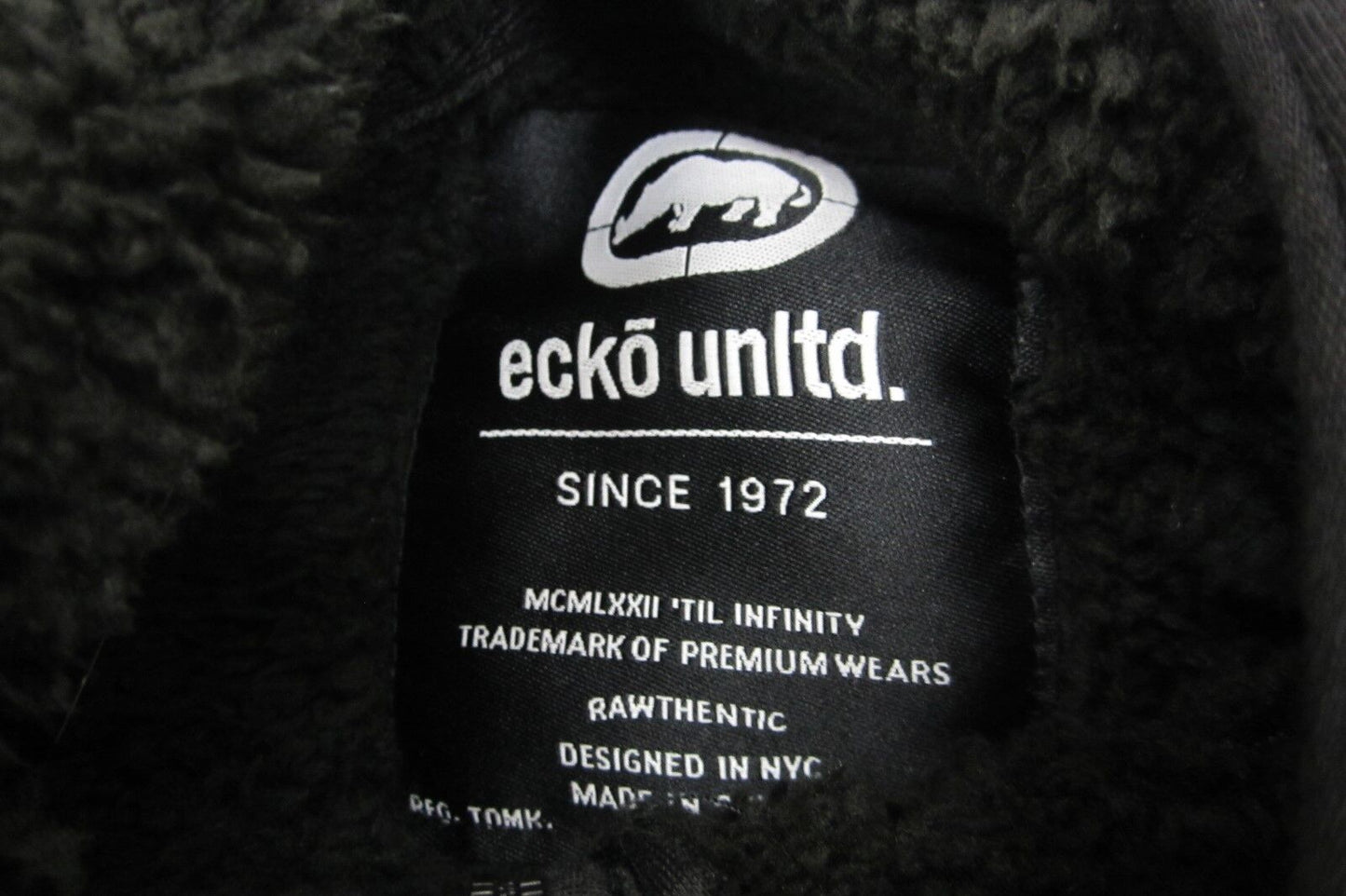 NWT Ecko Unltd EO317-K07 Rhino Brand Black Mens Full Zip Fleece Hoodie Sz Med