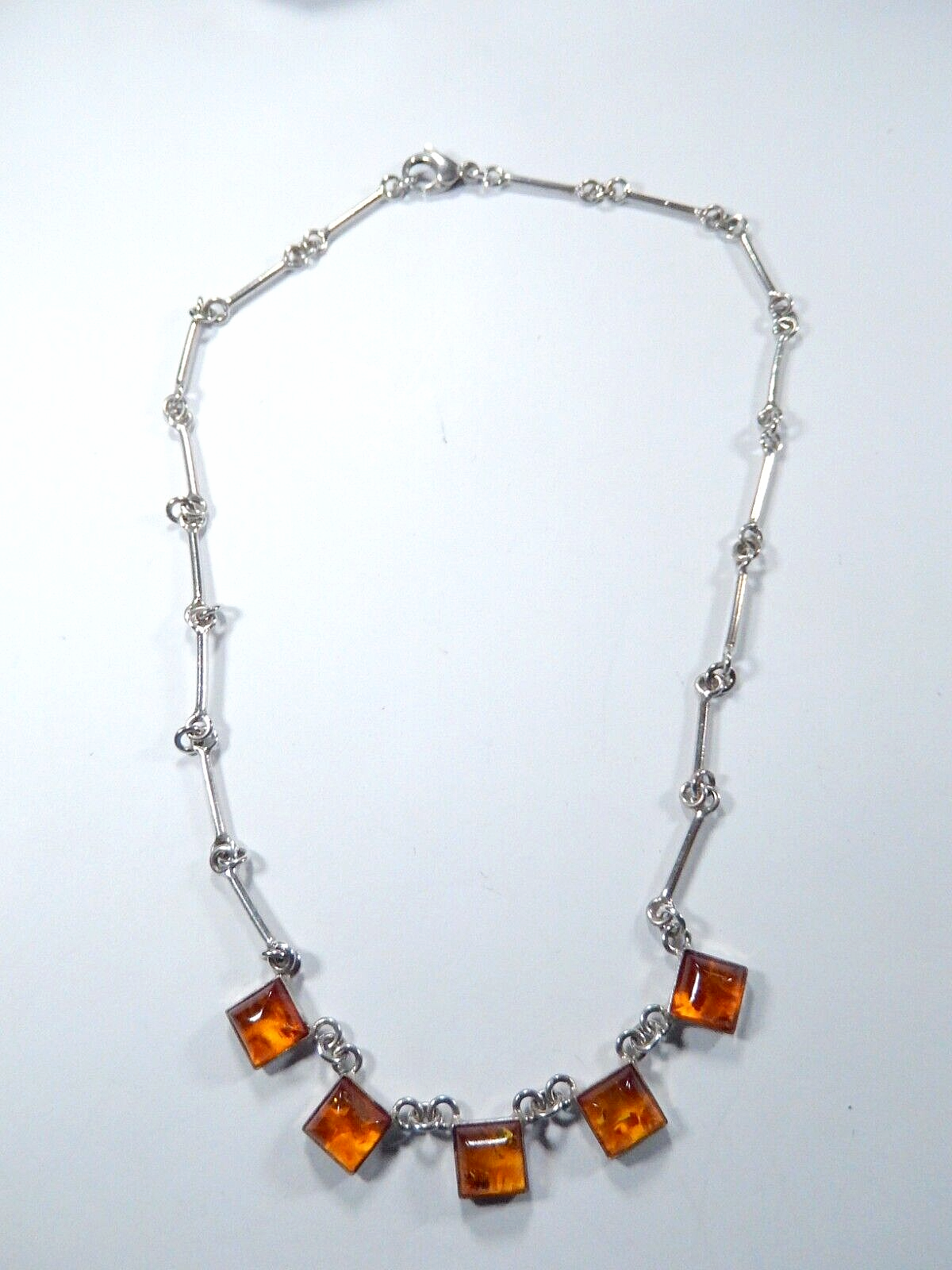 *VINTAGE* -  Baltic Amber Sterling Silver Pendant Necklace 925 Cool Piece! 16"
