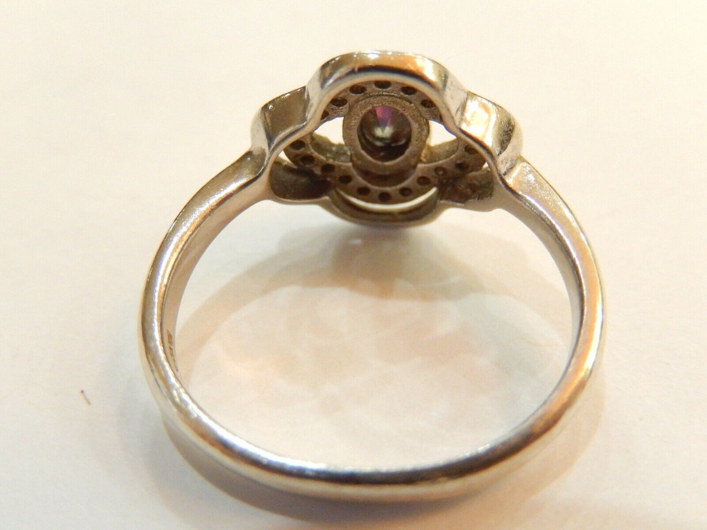 *VINTAGE*  Sterling Silver 925 Oval Mystic Topaz Cz Ring Size 8.25