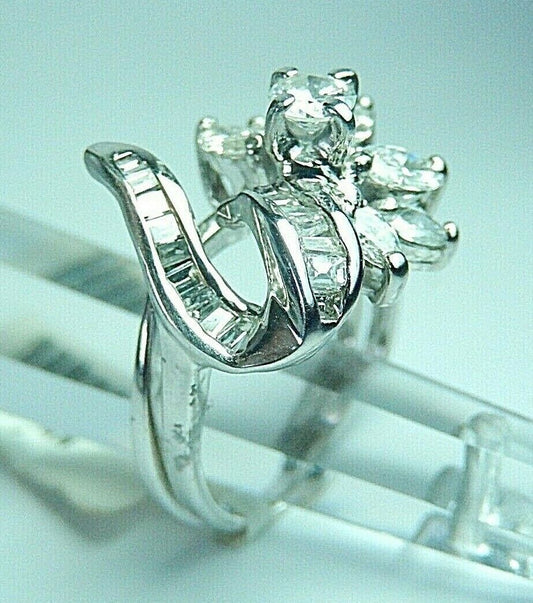 1CT Natural VS Diamond Halo Engagement Wedding Ring Bridal Set 14K White Gold