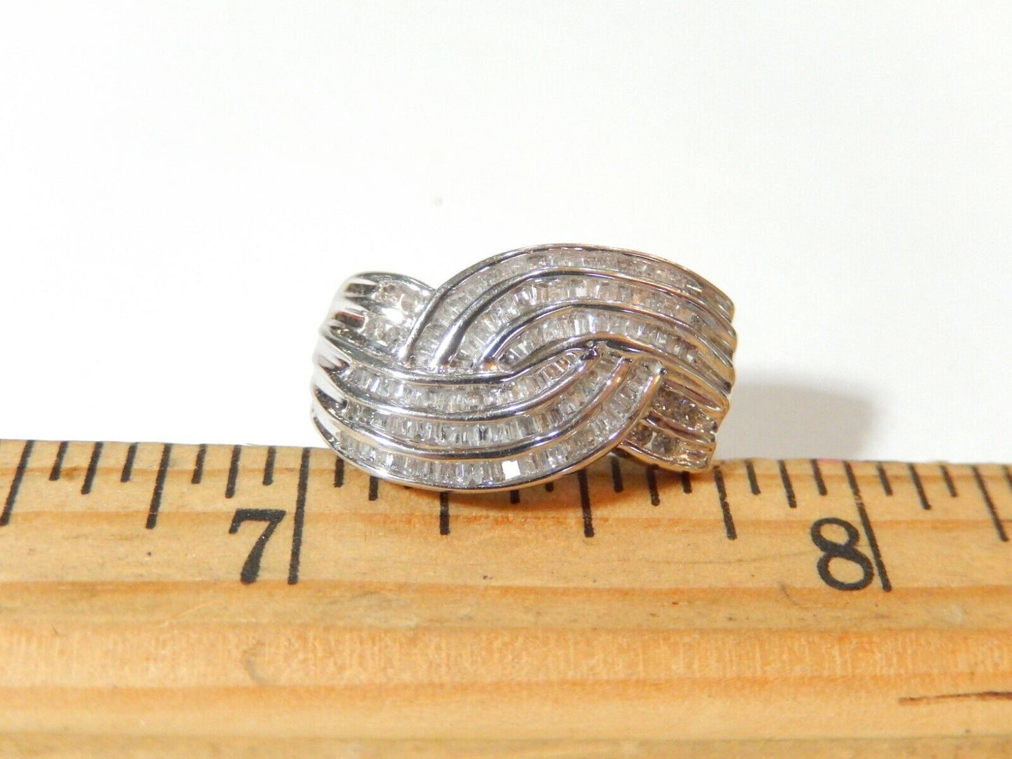 14K White Gold 2.00 CT Natural Baguette Cut Diamond Huggie Hoop  Earrings