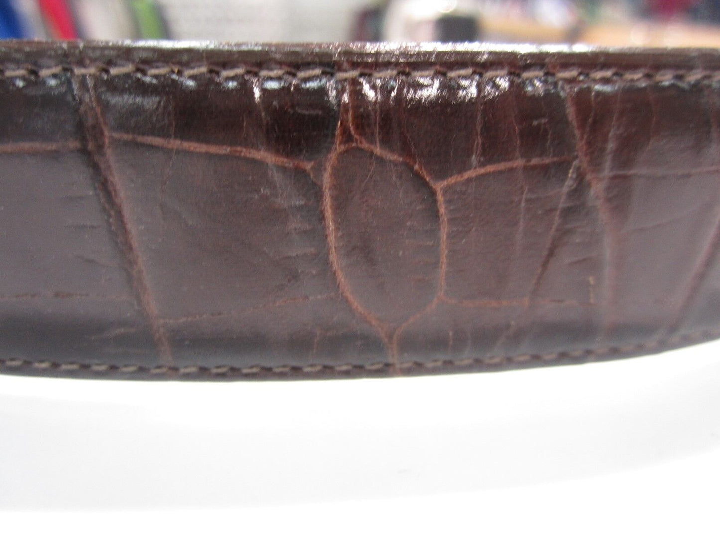 VERY NICE1996 BRIGHTON S 23909 BROWN & BLACK  WESTERN STYLE FAUX CROCODILE BELT
