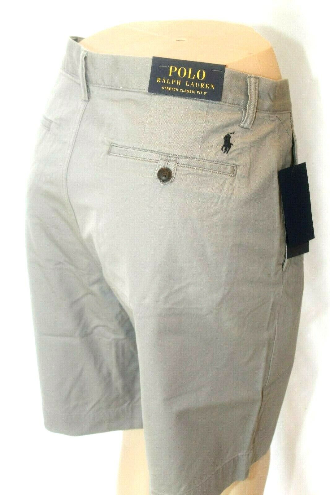 NWT -  $75.Polo Ralph Lauren Men Grey Chino Shorts Stretch Classic Fit 9" Siz 40