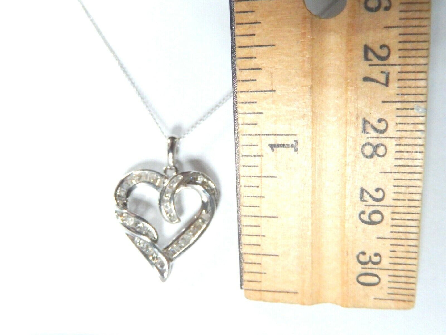 10k White Gold .50CT Natural VS Diamond Heart Shaped Pendant w/14K WG 20" Chain