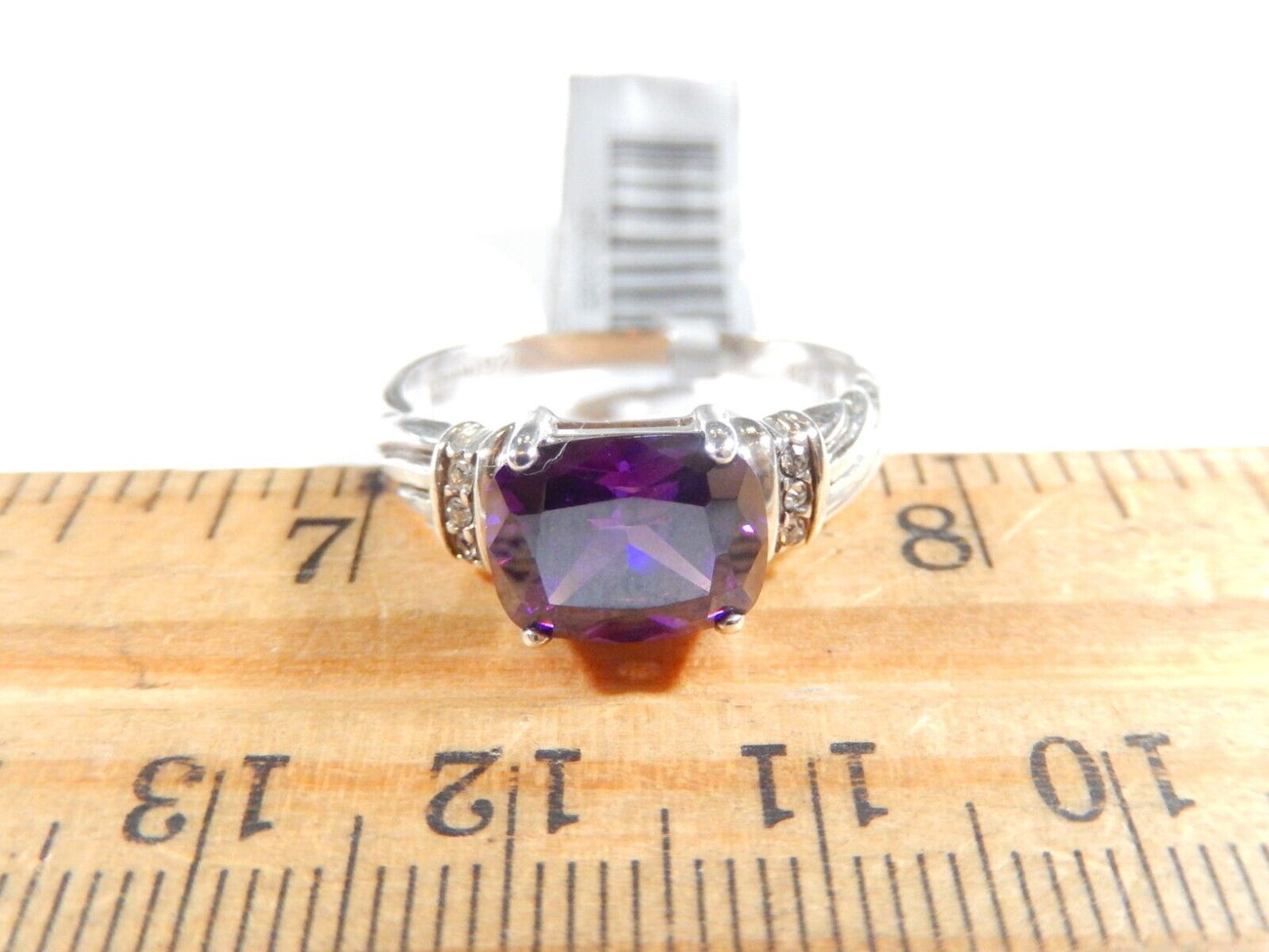 *VINTAGE*  AVON STERLING SILVER 3.00 CT AMETHYST & CZ STONE RING SIZE 9.75