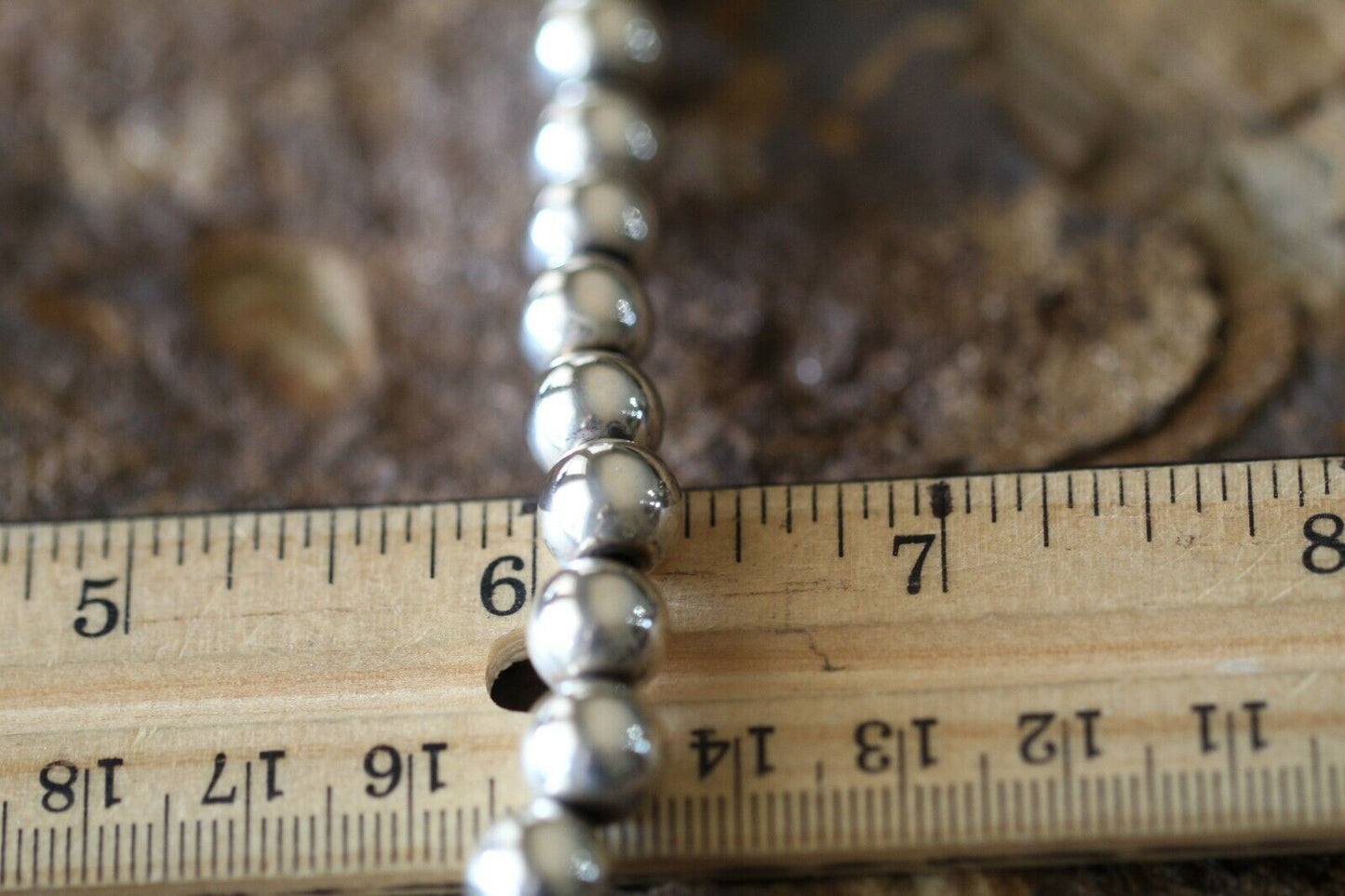 *VINTAGE* Indian Pearl Sterling Silver 925 Sliding 9mm Bead Necklace 30"- 61.9gm