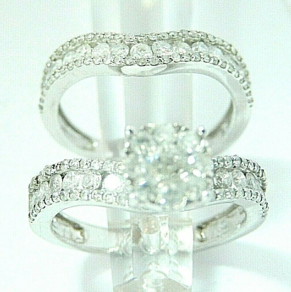 10K White Gold 2.00 Ct Diamond Bridal Set Engagement Ring & Wedding Band sz7.25