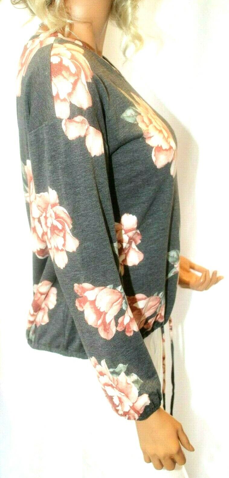 *NWT* $49. ALYX  Floral  Knit Top Crew Neck Long Sleeve Drawstring Waist Sz S