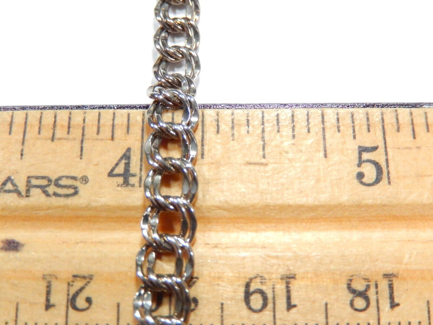 Elco Signed 925 Double Link Charm Bracelet Safety Chain Vintage Fits 6  3/4”