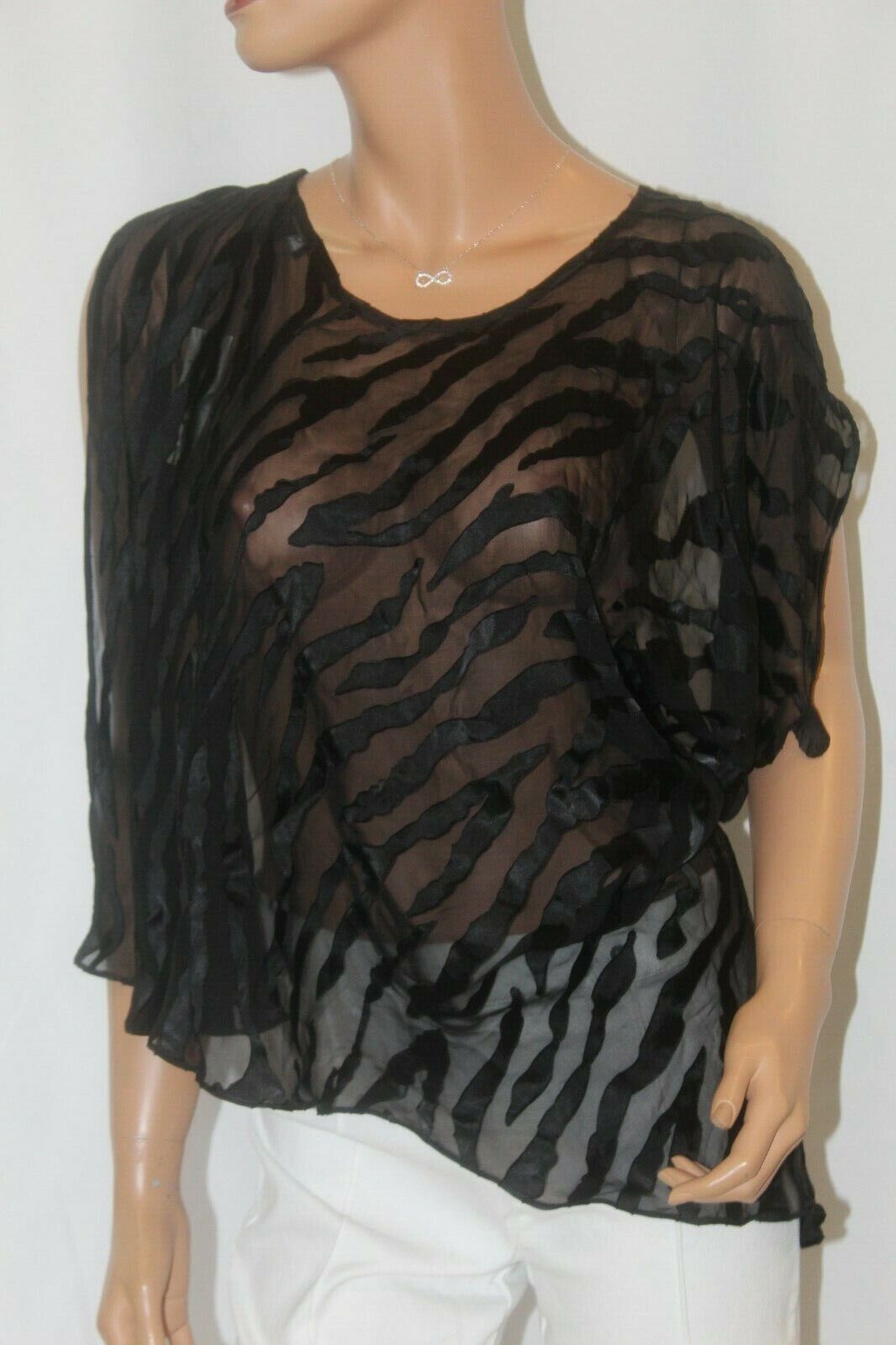 *NWT* $79. Bebe Twist Back Black SEXY Decorative Thin Sleeveless Top Size Med