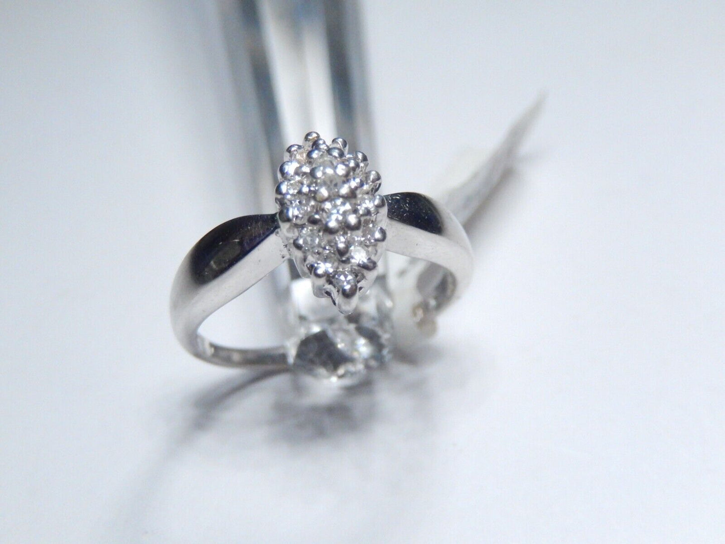 *VINTAGE*  14k White Gold .25CT Diamond Cluster Wedding Engagement Ring Size 6