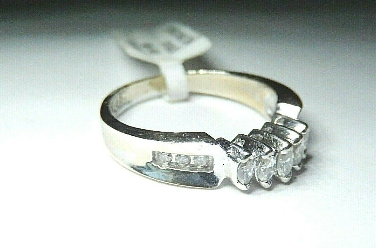 *VINTAGE* 14K White Gold .50 CT Marquise & Round Diamond Wedding Band Ring  7.25