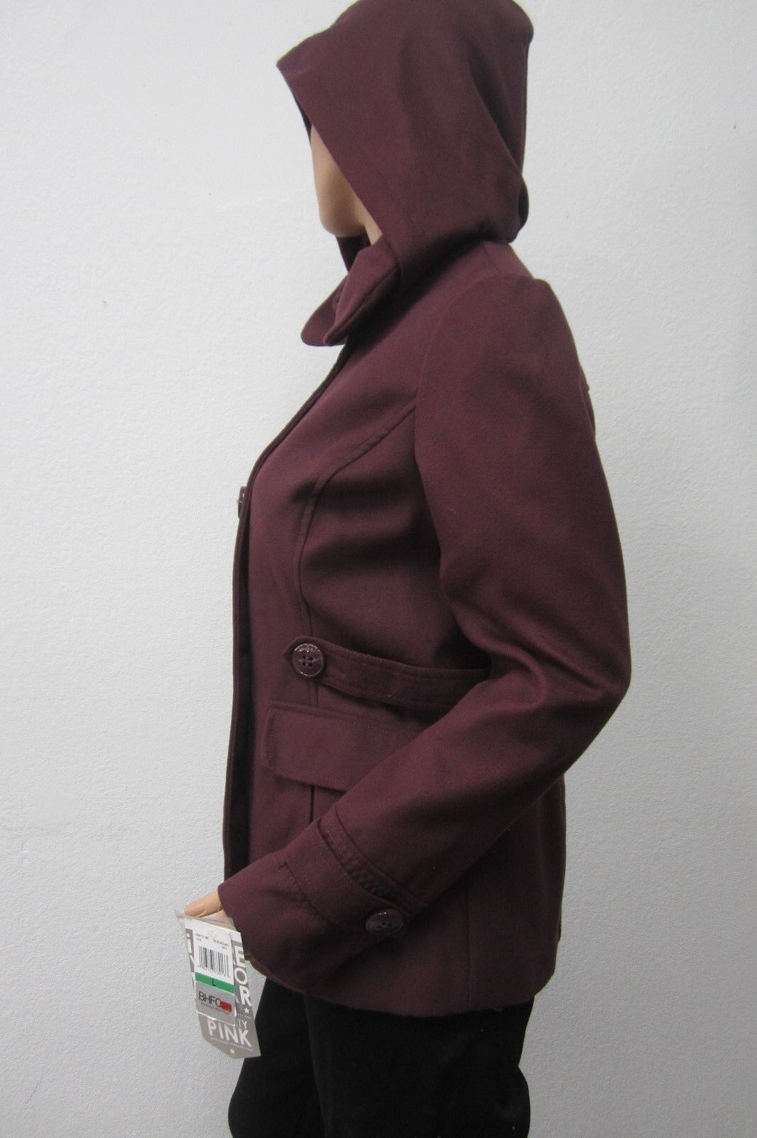 *NWT* CELEBRITY PINK $99 NEW BURGANDY  Hooded Soft Womens Jacket Coat Size Large