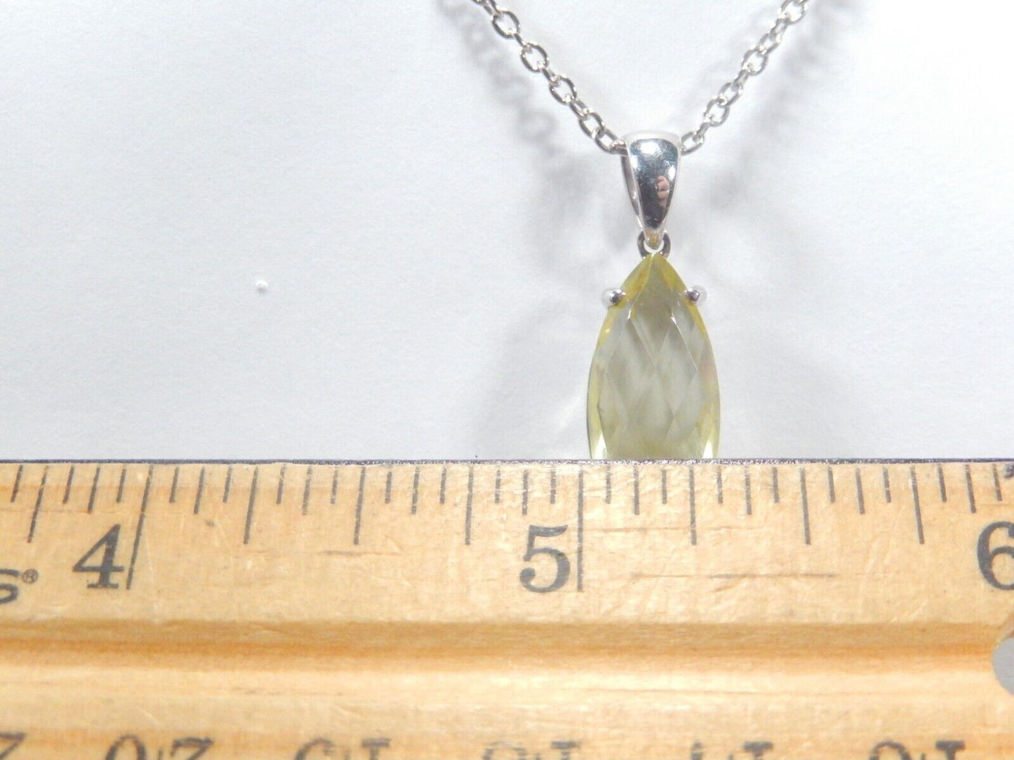 Natural Lemon Quartz Marquise Checkerboard Cut 925 Sterling Pendant w/18" chain