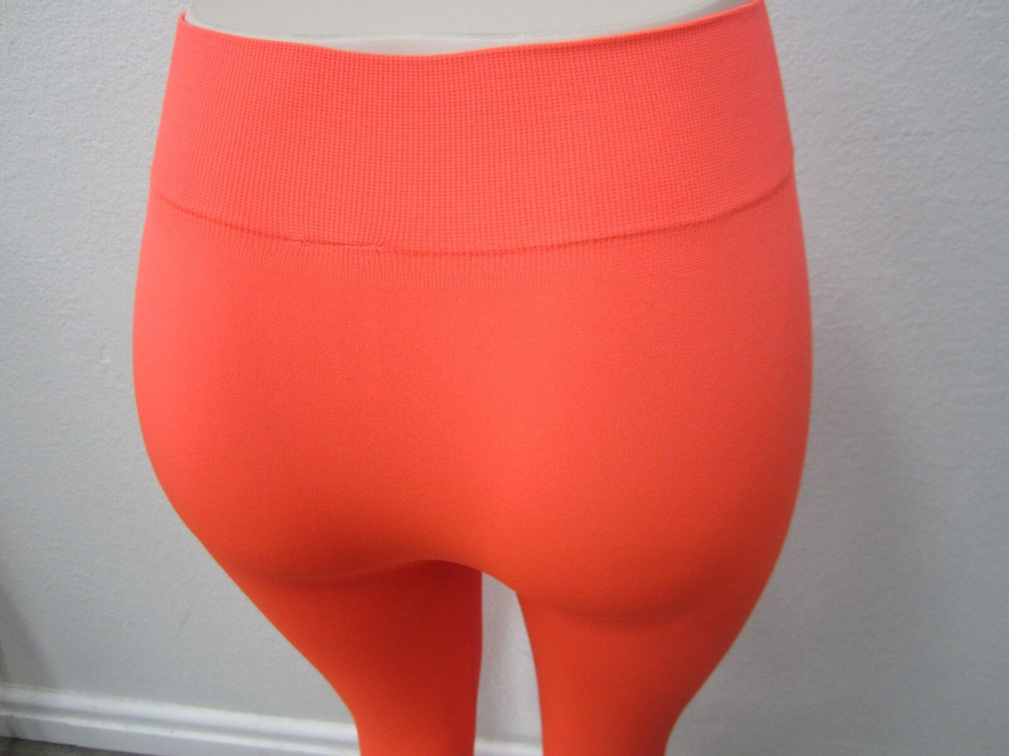 NWT New Mix Leggings Women One Size Orange Stretch Yoga Elastic 32" Length