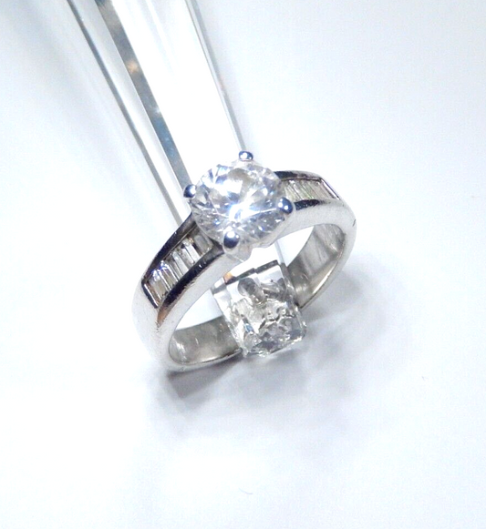 *VINTAGE* 1965  Engraved Inside Sterling Silver  CZ Wedding Band Ring Sz 9.5