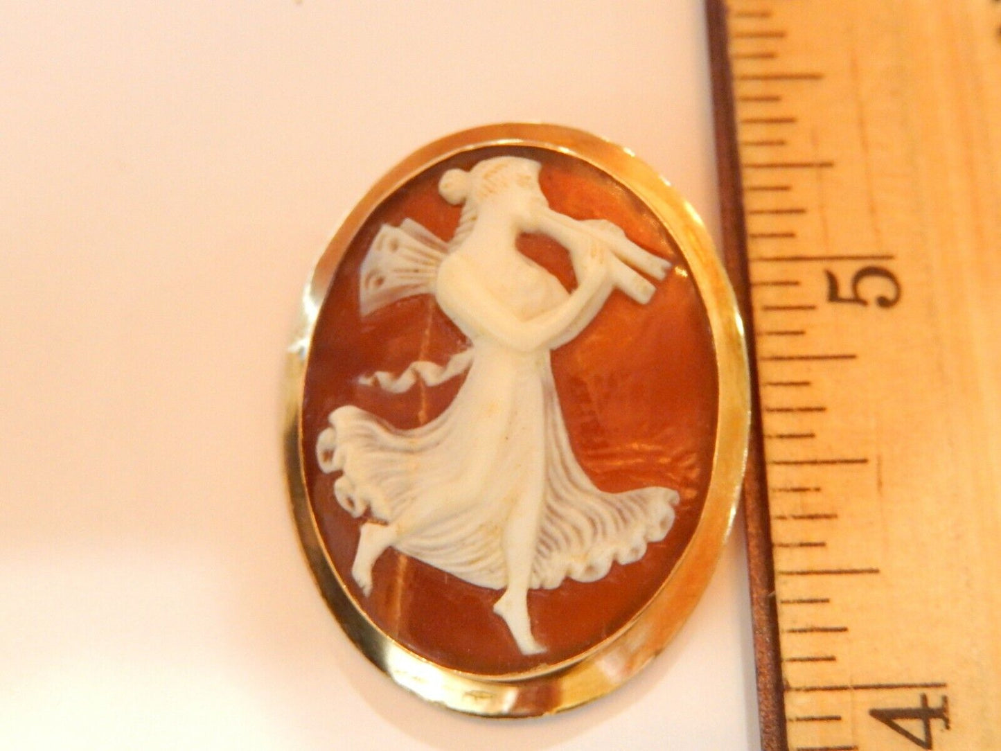 *VINTAGE* 750 18k  Solid Yellow Gold LARGE Cameo Pin Brooch Pendant 35mm x 27mm