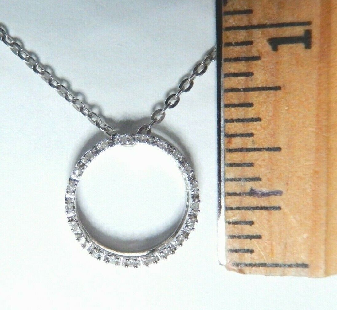 *NWT* 10k White Gold 1/5CT Round Diamond Eternity Pendant w/18" Chain