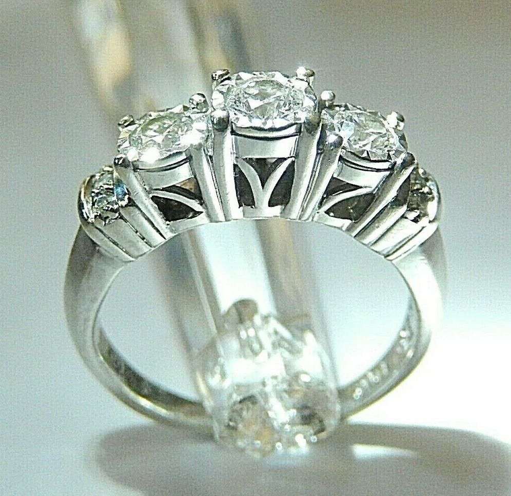 *VINTAGE* Solid 10K White Gold Past Present Future .50CT  VS Quality Diamonds