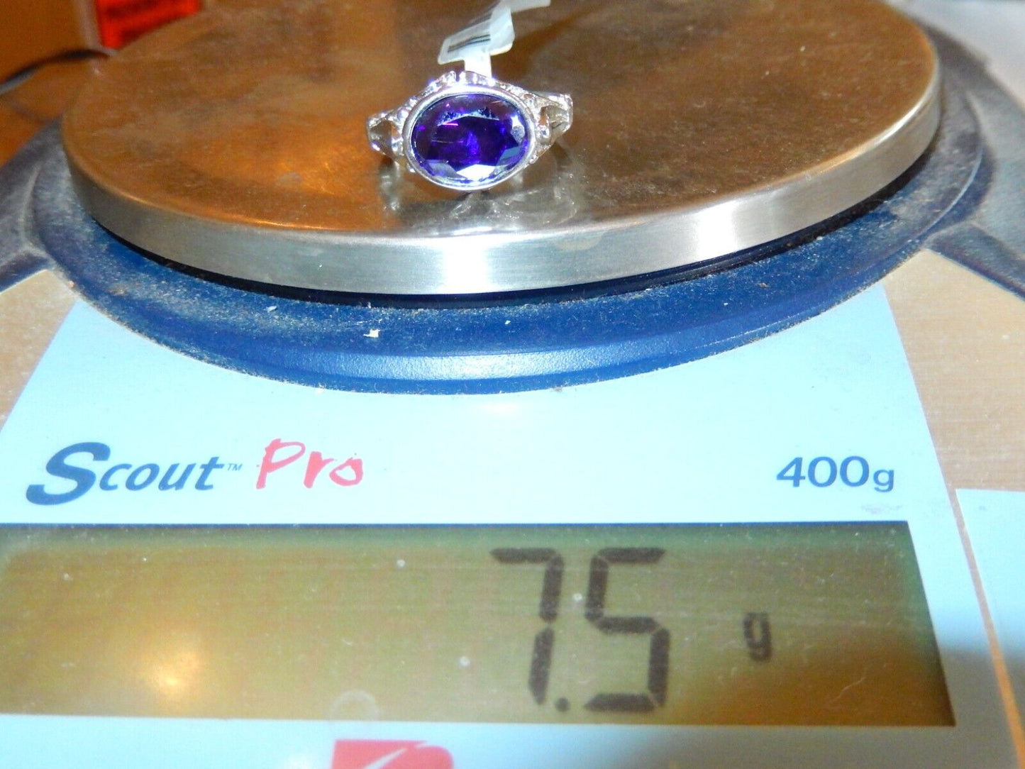 *VINTAGE*  VICTORIAN STYLE 925 STERLING SILVER 4.00 CT OVAL AMETHYST RING Sz 9