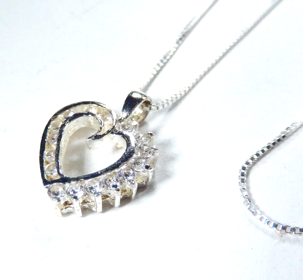 NEW Sterling Silver 925 Cz Heart Pendant w/18"chain