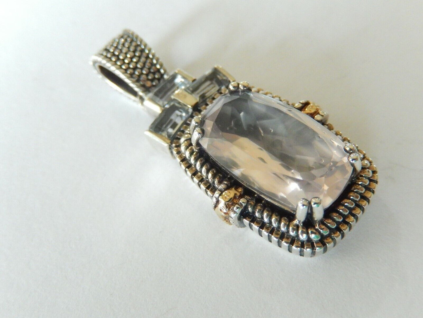 *VINTAGE* Designer Women's Sterling Silver&14K Gold Accent Amethyst Pendant