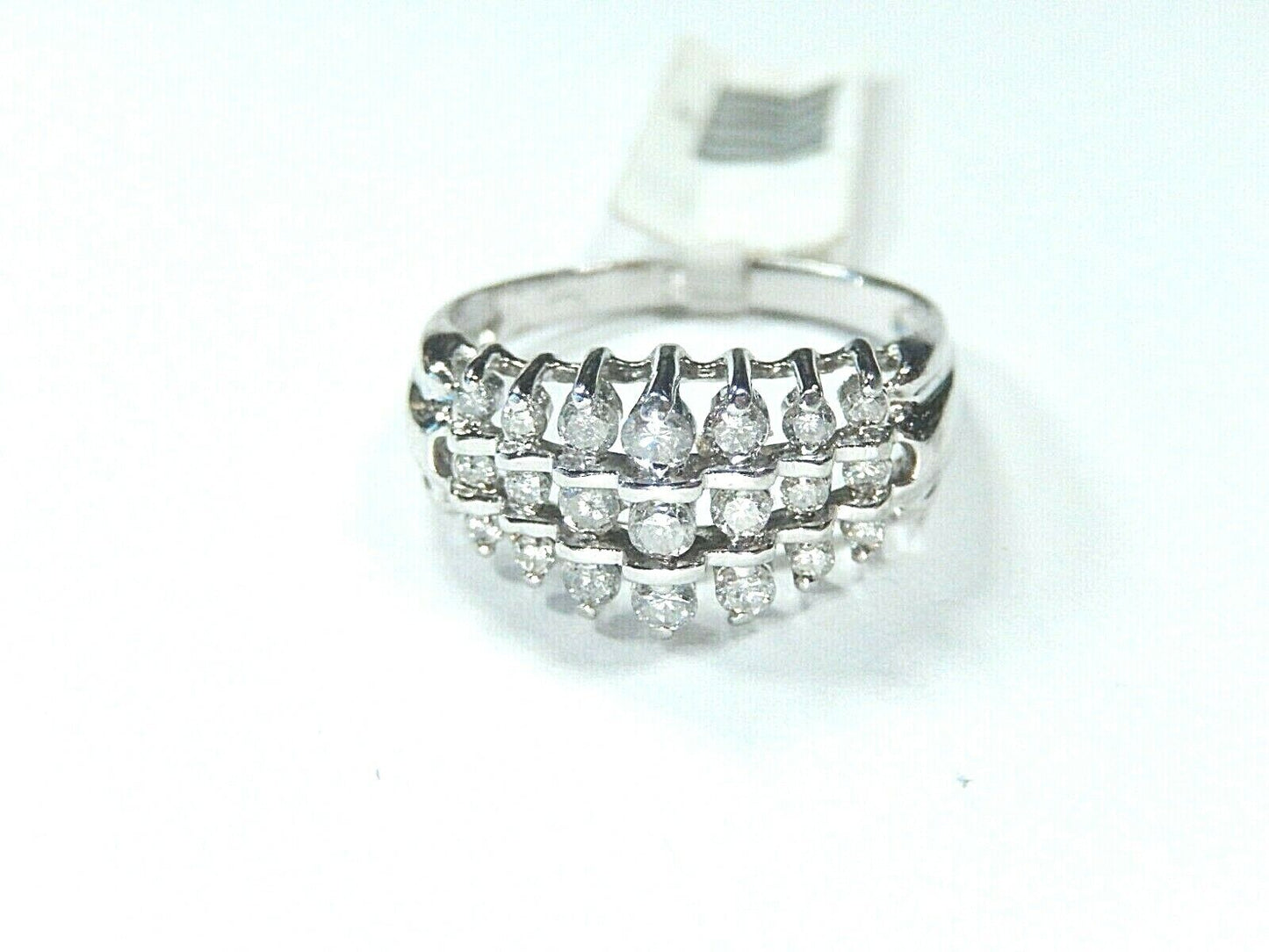 *NWT* 14K White Gold .50CT VS Natural 21 Diamond Pyramid Tiara Ring  Size 7.75