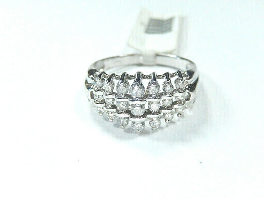 *NWT* 14K White Gold .50CT VS Natural 21 Diamond Pyramid Tiara Ring  Size 7.75